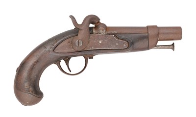 Lot 308 - A BELGIAN 23 BORE PERCUSSION GENDARMERIE PISTOL, REIGN OF LEOPOLD I (1831-1865)