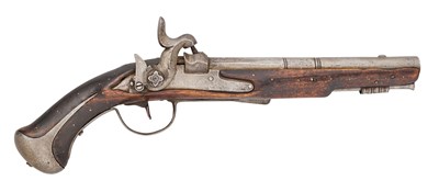 Lot 321 - A SWEDISH 20 BORE PERCUSSION MODEL 1833 NAVAL BELT PISTOL ADAPTED FROM A MODEL 1704 PISTOL