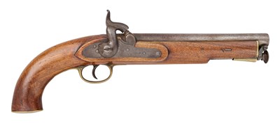 Lot 278 - A 16 BORE PERCUSSION SERVICE PISTOL OF MODEL 1842 LANCER TYPE, PERHAPS FOR AUSTRALIAN CONSTABULARY