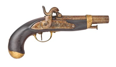 Lot 346 - AN ITALIAN 22 BORE PERCUSSION MODEL 1820 MILITARY PISTOL SIGNED MAZZECCHI(?), ROMA, NO. 441