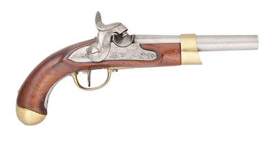 Lot 312 - A SWISS 14 BORE PERCUSSION MODEL 1817/42 MILITARY PISTOL, NO. 62, MID-19TH CENTURY