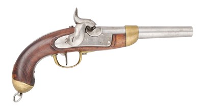 Lot 314 - A SWISS 14 BORE PERCUSSION MILITARY PISTOL OF MODEL 1817/42 TYPE, MID-19TH CENTURY