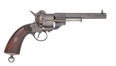 Lot 360 - A SWEDISH CONTRACT LEFAUCHEUX PATENT 64 BORE PIN-FIRE MODEL 1863 MILITARY SIX-SHOT REVOLVER BY