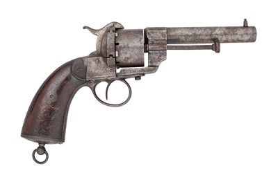 Lot 361 - A FRENCH 60 BORE PIN-FIRE SIX-SHOT MILITARY REVOLVER WITH JAPANESE MARKINGS, NO. 71524