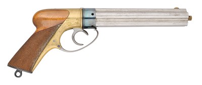 Lot 353 - A VERY RARE SWEDISH EXPERIMENTAL 90 BORE PERCUSSION FIVE-SHOT NAVAL VOLLEY PISTOL, MID-19TH CENTURY