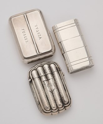 Lot 627 - THREE VICTORIAN SILVER VESTA CASES, 1885-87