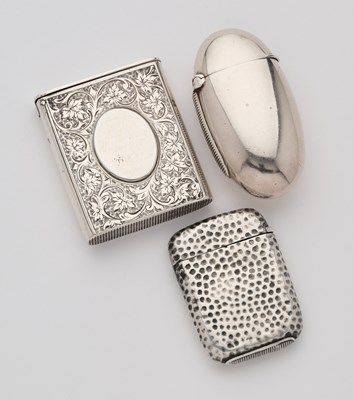 Lot 614 - THREE VICTORIAN SILVER VESTA CASES, 1885/86
