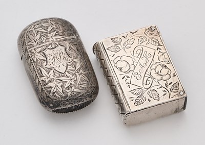 Lot 628 - TWO VICTORIAN SILVER VESTA CASES, 1885/86