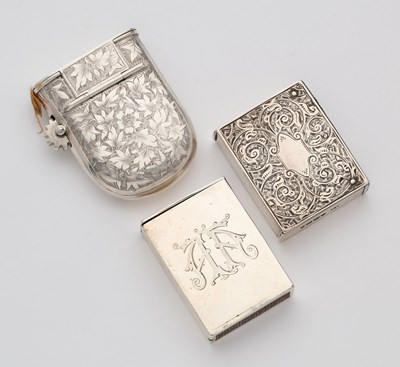Lot 629 - THREE VICTORIAN SILVER VESTA CASES, 1884-86