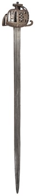 Lot 42 - A RARE ENGLISH OR LOWLAND SCOTTISH BASKET-HILTED BACKSWORD, LATE 16TH/EARLY 17TH CENTURY