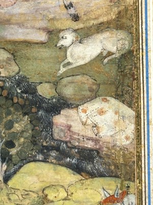 Lot 18 - A MUGHAL MINIATURE OF A PRINCE VISITING A MYSTIC, NORTH INDIA, CIRCA 1590-1595