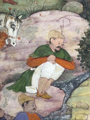 Lot 18 - A MUGHAL MINIATURE OF A PRINCE VISITING A MYSTIC, NORTH INDIA, CIRCA 1590-1595