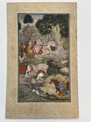 Lot 18 - A MUGHAL MINIATURE OF A PRINCE VISITING A MYSTIC, NORTH INDIA, CIRCA 1590-1595