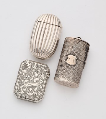 Lot 644 - THREE VICTORIAN SILVER VESTA CASES, ALL BIRMINGHAM, 1884