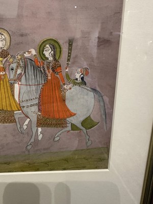 Lot 48 - TWO LADIES ON HORSES, CHAMBA, 18TH CENTURY