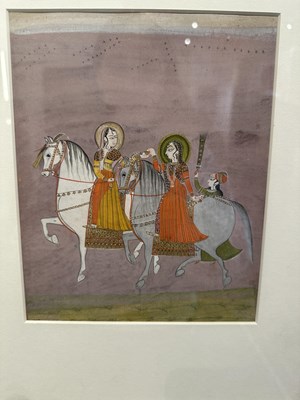 Lot 48 - TWO LADIES ON HORSES, CHAMBA, 18TH CENTURY