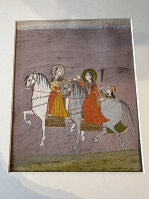Lot 48 - TWO LADIES ON HORSES, CHAMBA, 18TH CENTURY