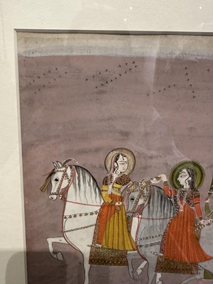 Lot 48 - TWO LADIES ON HORSES, CHAMBA, 18TH CENTURY