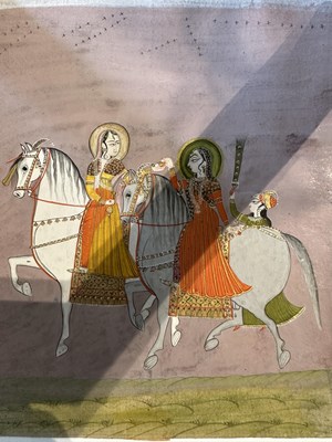 Lot 48 - TWO LADIES ON HORSES, CHAMBA, 18TH CENTURY
