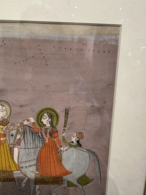 Lot 48 - TWO LADIES ON HORSES, CHAMBA, 18TH CENTURY