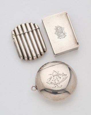 Lot 646 - THREE VICTORIAN SILVER VESTA CASES, 1885/86