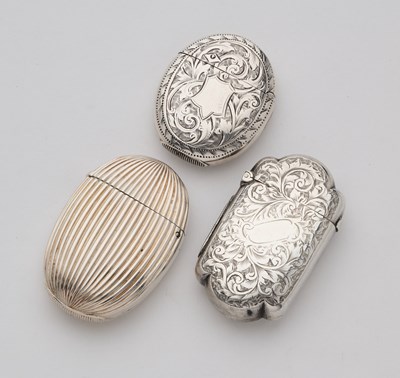 Lot 649 - THREE VICTORIAN SILVER VESTA CASES, 1886/87