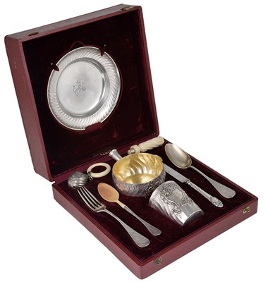 Lot 186 - A FRENCH SILVER CHRISTENING SET