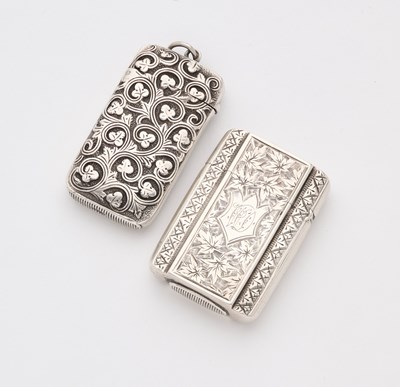 Lot 600 - TWO VICTORIAN SILVER VESTA CASES, BOTH 1886
