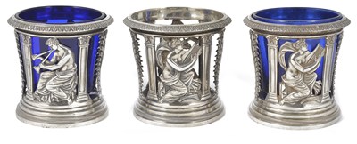 Lot 188 - A SET OF THREE FRENCH SILVER SALT CELLARS