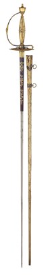 Lot 49 - AN ENGLISH SMALL-SWORD WITH SILVER-GILT HILT, INDISTINCT LONDON HALLMARKS