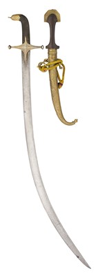 Lot 77 - AN INDO-PERSIAN SHAMSHIR, LATE 18TH/EARLY 19TH CENTURY, AND A NORTH AFRICAN JAMBIYA