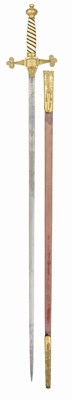 Lot 94 - A GILT COPPER ALLOY-MOUNTED ROBE SWORD RETAILED BY MEYER & MORTIMER, CONDUIT ST., LONDON