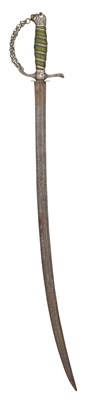 Lot 92 - AN ENGLISH SILVER-MOUNTED HUNTING HANGER, INDISTINCT SILVER HALLMARKS AND MAKER’S MARK, CIRCA 1770