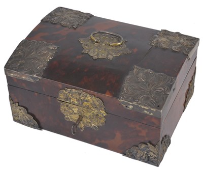 Lot 214 - A FLEMISH SILVER-GILT-MOUNTED TORTOISESHELL CASKET