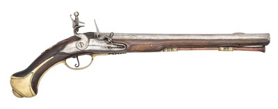 Lot 223 - A EUROPEAN 15 BORE FLINTLOCK HOLSTER PISTOL, UNSIGNED BUT ALMOST CERTAINLY BY JOHAN JABOB BEHR