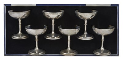 Lot 229 - A SET OF SIX SILVER PEDESTAL BOWLS