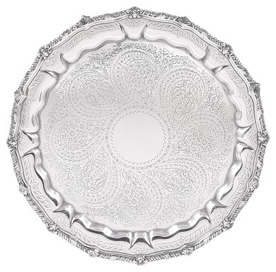 Lot 238 - AN EDWARDIAN SILVER SALVER