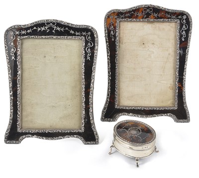 Lot 250 - A PAIR OF SILVER AND TORTOISESHELL PHOTOGRAPH FRAMES