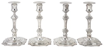 Lot 269 - A SET OF FOUR SILVER CANDLESTICKS