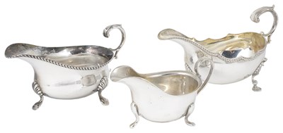 Lot 270 - THREE ENGLISH SILVER SAUCEBOATS