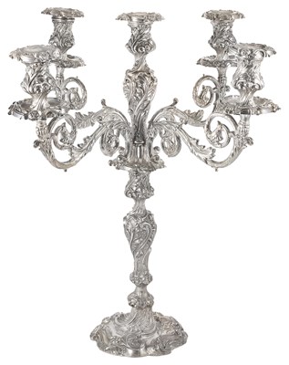 Lot 295 - A SILVER FIVE-LIGHT CANDELABRUM