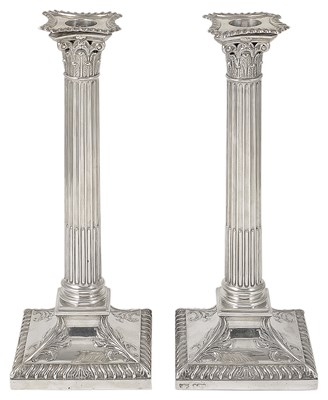 Lot 303 - A PAIR OF VICTORIAN SILVER CANDLESTICKS