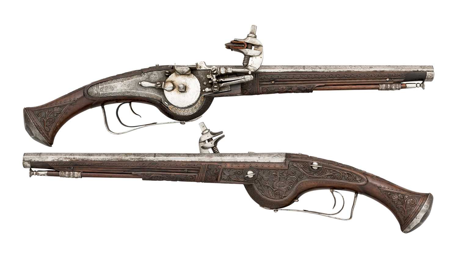 Lot 364 - A FINE AND RARE PAIR OF 40 BORE GERMAN WHEEL-