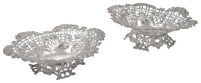 Lot 305 - A PAIR OF VICTORIAN SILVER SWEETMEAT DISHES