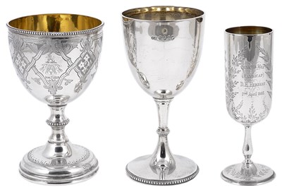 Lot 311 - THREE VICTORIAN SILVER GOBLETS