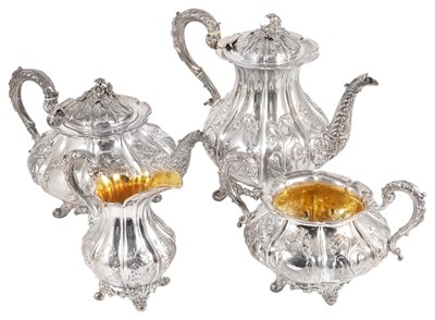 Lot 326 - A VICTORIAN SILVER FOUR-PIECE TEA AND COFFEE SET