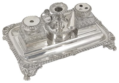 Lot 331 - A GEORGE III SILVER INKSTAND