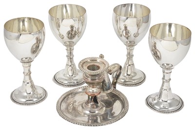 Lot 344 - A SET OF FOUR GEORGE III SHEFFIELD PLATE GOBLETS