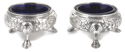 Lot 350 - A PAIR OF IRISH GEORGE II SILVER SALT CELLARS