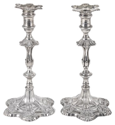 Lot 354 - A PAIR OF GEORGE III SILVER CANDLESTICKS